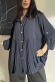 Suki Pleat Smock Blouse Navy /2=